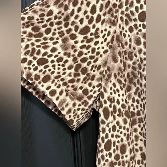 a new day Leopard Print V-Neck Short Sleeve Babydoll Dress - Picture 3 of 6